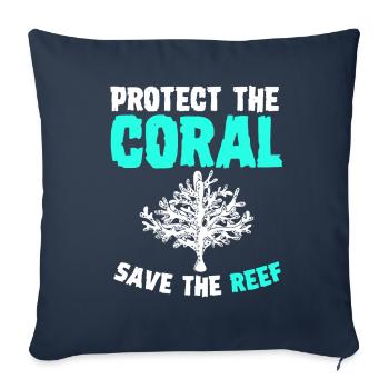récif corallien aquarium aquariophile coraux - Housse de coussin décorative 45 x 45 cm - bleu marine - Devant