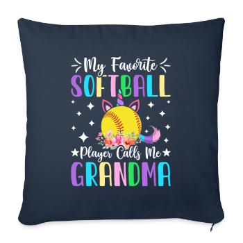 Ma joueuse de softball préférée m’appelle grand-mère - Housse de coussin décorative 45 x 45 cm - bleu marine - Devant