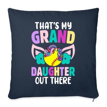 Softball Grand-père Mamie C’est ma petite-fille - Housse de coussin décorative 45 x 45 cm - bleu marine - Devant