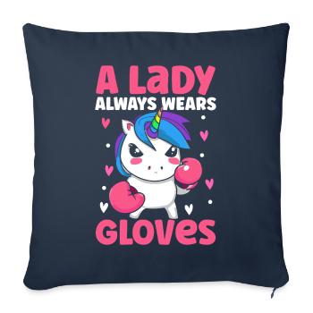 Muay Thai Fille Femme Boxer Thaï Boxe Dame Porter - Housse de coussin décorative 45 x 45 cm - bleu marine - Devant