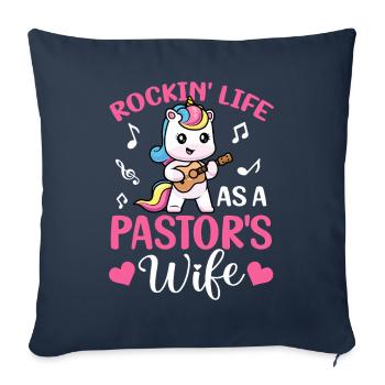 Rockin' Life Femme de pasteur Chef d’église Christian - Housse de coussin décorative 45 x 45 cm - bleu marine - Devant