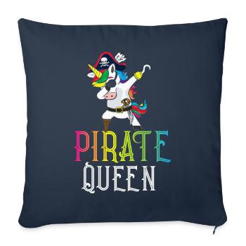 Reine des Pirates Femme Capitaine Crâne de Pirate - Housse de coussin décorative 45 x 45 cm - bleu marine - Devant