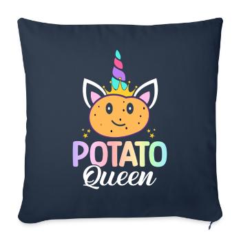 Reine de la pomme de terre Femelle amoureuse de la pomme de terre - Housse de coussin décorative 45 x 45 cm - bleu marine - Devant