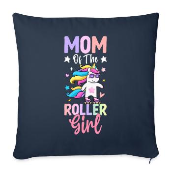 Maman De La Fille Roller Patineur Fille Patineur T - Housse de coussin décorative 45 x 45 cm - bleu marine - Devant