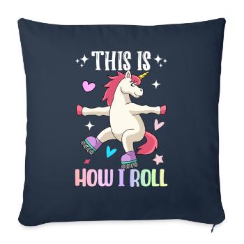 C’est comme ça que je patine à roues alignées - Housse de coussin décorative 45 x 45 cm - bleu marine - Devant