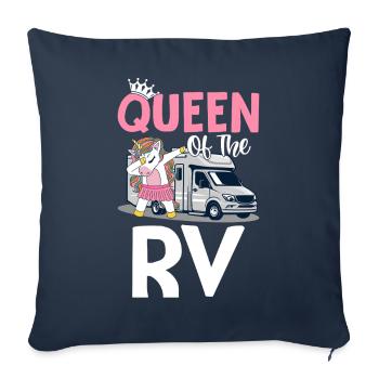 Reine Du Rv Camping Fille Campeur - Housse de coussin décorative 45 x 45 cm - bleu marine - Devant