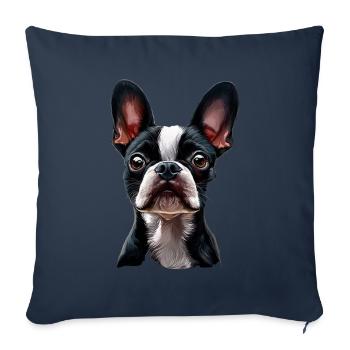 Boston Terrier - Sofakissenbezug 45 x 45 cm - Navy - Vorne