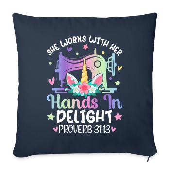 Quilting with the sewing machine She works with her - Sofa pillowcase 17,3'' x 17,3'' (45 x 45 cm) - navy - Front