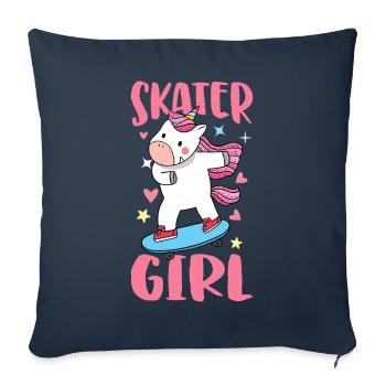 patineuse fille skateur femme skateur fille - Housse de coussin décorative 45 x 45 cm - bleu marine - Devant