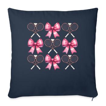 Coquette Bow Raquette de Badminton Rose - Housse de coussin décorative 45 x 45 cm - bleu marine - Devant