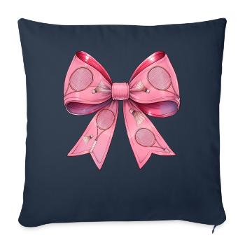 Coquette Bow Raquette de Badminton Rose - Housse de coussin décorative 45 x 45 cm - bleu marine - Devant