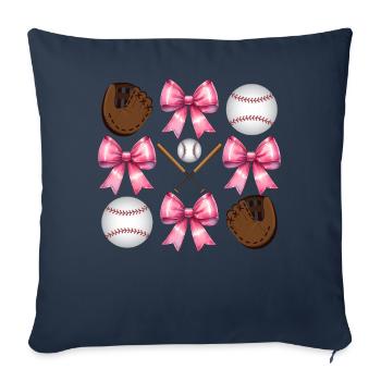 Coquette Bow Baseball Bat Gloves Catcher - Housse de coussin décorative 45 x 45 cm - bleu marine - Devant