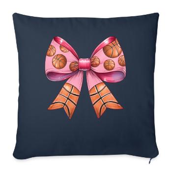 Coquette noeud basket-ball motif fête des mères rose - Housse de coussin décorative 45 x 45 cm - bleu marine - Devant