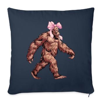 Coquette noeud Bigfoot Sasquatch Yeti Rose - Housse de coussin décorative 45 x 45 cm - bleu marine - Devant