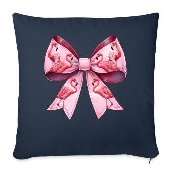 Coquette noeud flamant rose motif fête des mères - Housse de coussin décorative 45 x 45 cm - bleu marine - Devant