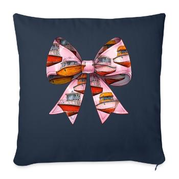 Coquette Bow Boating Capitaine Boater Ribbon - Housse de coussin décorative 45 x 45 cm - bleu marine - Devant