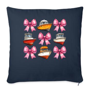 Coquette Bow Boating Capitaine Boater Ribbon - Housse de coussin décorative 45 x 45 cm - bleu marine - Devant