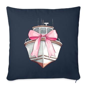 Coquette Bow Boating Capitaine Boater Ribbon - Housse de coussin décorative 45 x 45 cm - bleu marine - Devant