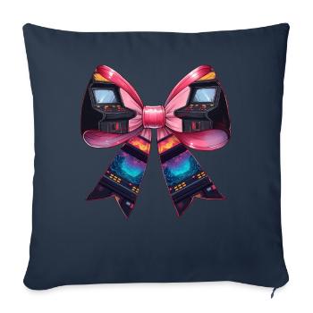 Coquette Bow Arcade Gaming Gamer Fête des mères - Housse de coussin décorative 45 x 45 cm - bleu marine - Devant