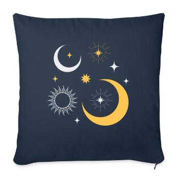 Sonne und Mond Sterne Universum - Sofakissenbezug 45 x 45 cm - Navy - Vorne