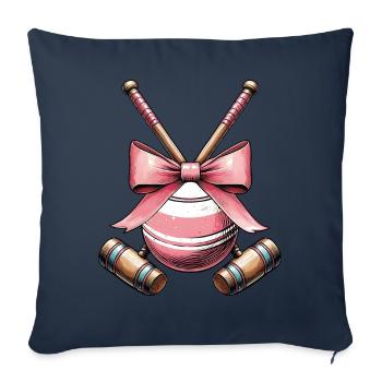Coquette Bow Raquette de Croquet Ball Pink Bow - Housse de coussin décorative 45 x 45 cm - bleu marine - Devant
