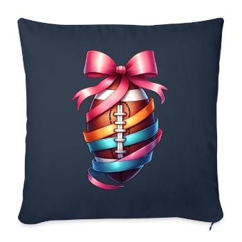 Coquette noeud Flag Football Joueur Noeud Rose - Housse de coussin décorative 45 x 45 cm - bleu marine - Devant