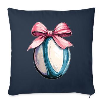 Coquette Bow Rugby Joueur Fête des Mères Rose - Housse de coussin décorative 45 x 45 cm - bleu marine - Devant