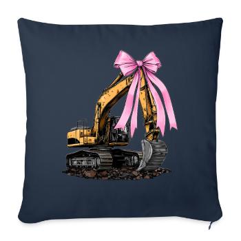 Coquette Bow Excavatrice Opérateur Construction HEO - Housse de coussin décorative 45 x 45 cm - bleu marine - Devant