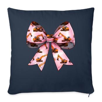 Coquette Bow Excavatrice Opérateur Construction HEO - Housse de coussin décorative 45 x 45 cm - bleu marine - Devant