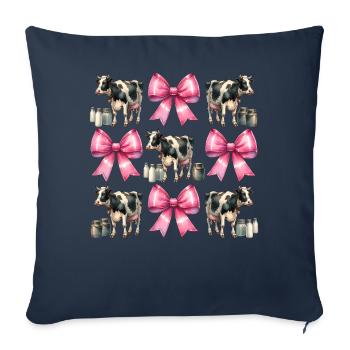 Coquette Bow Vache Fermier Lait Laitier Fermier - Housse de coussin décorative 45 x 45 cm - bleu marine - Devant
