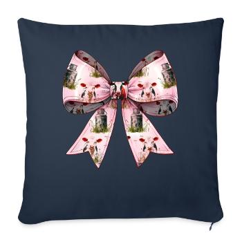 Coquette Bow Vache Fermier Lait Laitier Fermier - Housse de coussin décorative 45 x 45 cm - bleu marine - Devant