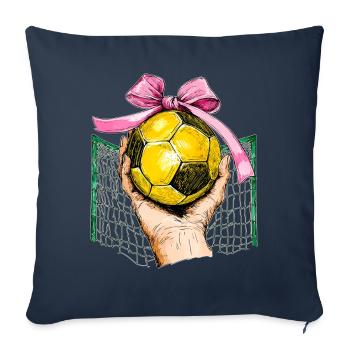 Coquette noeud handball fête des mères ruban rose maman - Housse de coussin décorative 45 x 45 cm - bleu marine - Devant