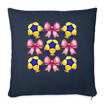 Coquette noeud Korfball Fête des mères Ruban rose Maman - Housse de coussin décorative 45 x 45 cm - bleu marine - Devant
