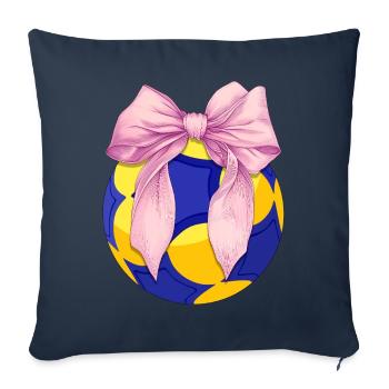 Coquette noeud Korfball Fête des mères Ruban rose Maman - Housse de coussin décorative 45 x 45 cm - bleu marine - Devant