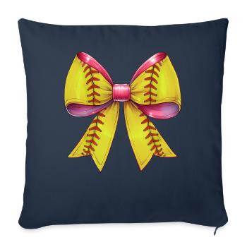 Coquette noeud softball motif ruban de fête des mères - Housse de coussin décorative 45 x 45 cm - bleu marine - Devant