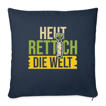 Aujourd’hui, radis, le dicton du radis du monde - Housse de coussin décorative 45 x 45 cm - bleu marine - Devant