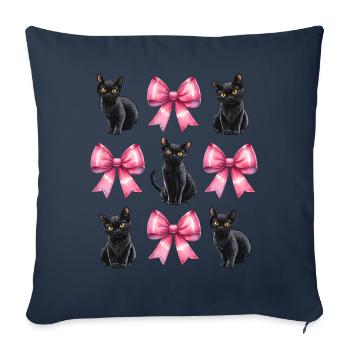 Coquette noeud chat noir maman noeud rose - Housse de coussin décorative 45 x 45 cm - bleu marine - Devant