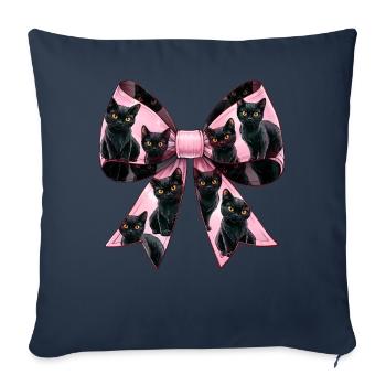 Coquette Bow Black Cat Mom Pattern Pink - Sofa pillowcase 17,3'' x 17,3'' (45 x 45 cm) - navy - Front