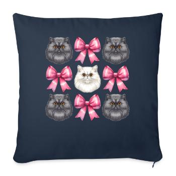 Coquette noeud Chat Persan Maman Mignon Rose Mères - Housse de coussin décorative 45 x 45 cm - bleu marine - Devant