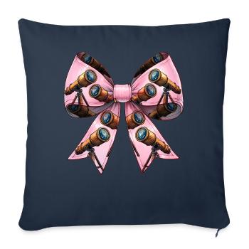 Coquette Bow Télescope Astronomie Système Solaire - Housse de coussin décorative 45 x 45 cm - bleu marine - Devant