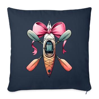 Coquette Bow Kayak Kayak Kayak Kayak Kayak Bateau Paddle - Housse de coussin décorative 45 x 45 cm - bleu marine - Devant