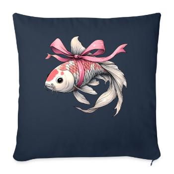 Coquette Bow Koi Fish Carp Nishikigoi Japan - Sofa pillowcase 17,3'' x 17,3'' (45 x 45 cm) - navy - Front