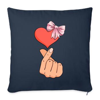 Coquette noeud Saranghae Kpop doigt coeur rose - Housse de coussin décorative 45 x 45 cm - bleu marine - Devant