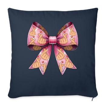 Coquette noeud Saranghae Kpop doigt coeur rose - Housse de coussin décorative 45 x 45 cm - bleu marine - Devant