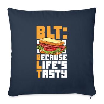 La vie est délicieuse - Sandwich BLT - Housse de coussin décorative 45 x 45 cm - bleu marine - Devant