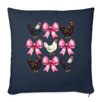 Coquette Bow Chicken Farm Ferme Rosa Fête des Mères - Housse de coussin décorative 45 x 45 cm - bleu marine - Devant