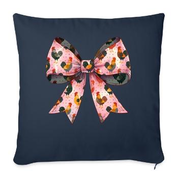 Coquette Bow Poulet Motif Fermier Fermier - Housse de coussin décorative 45 x 45 cm - bleu marine - Devant