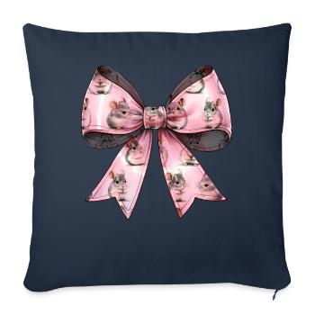 Coquette noeud chinchilla motif fête des mères rose - Housse de coussin décorative 45 x 45 cm - bleu marine - Devant