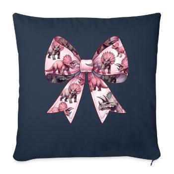 Coquette noeud tricératops motif dinosaure rose - Housse de coussin décorative 45 x 45 cm - bleu marine - Devant