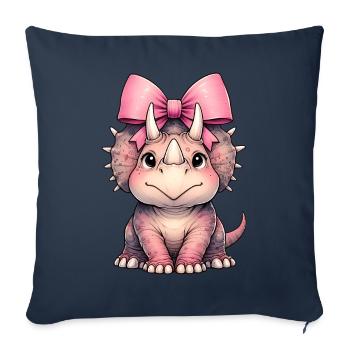 Coquette Arc Triceratops Dinosaure Rose - Housse de coussin décorative 45 x 45 cm - bleu marine - Devant